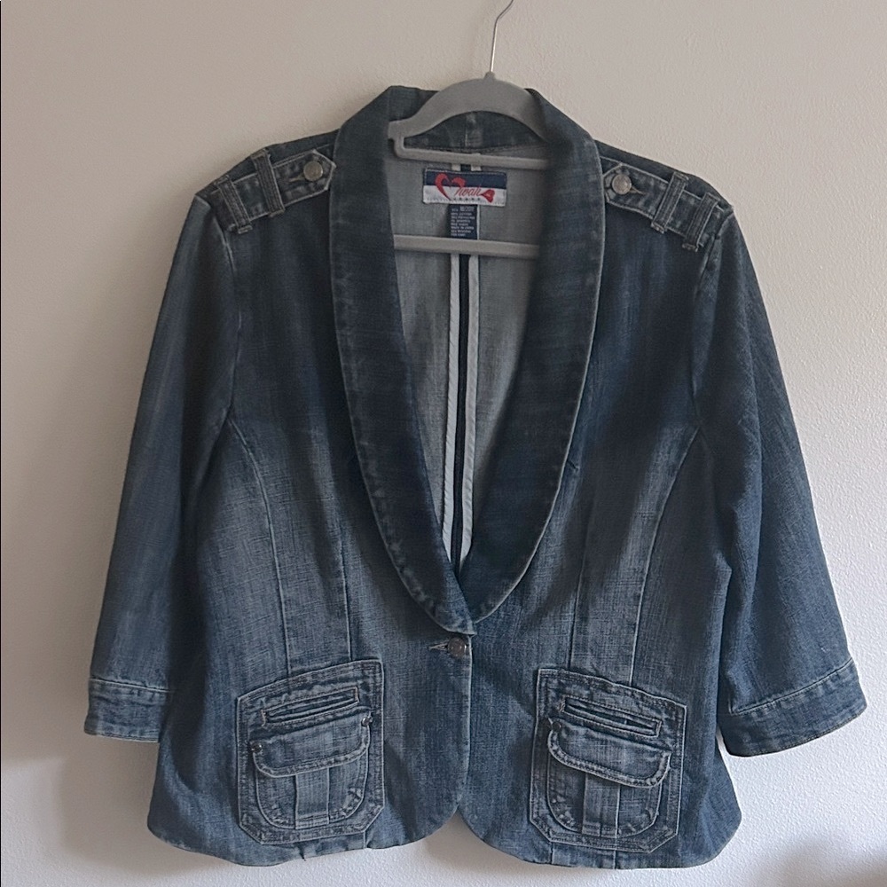 Mwah Jeans plus size 18/20 Women's Nicely Detailed Shawl Collar Denim Jacket